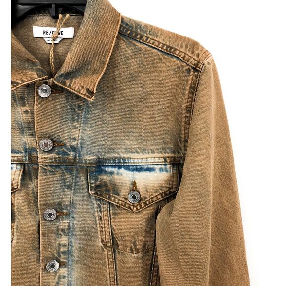 RE/DONE Women's Sandbar Fit Trucker Jacket Small Brown Long Sleeve Collared NWOT - Picture 3 of 7